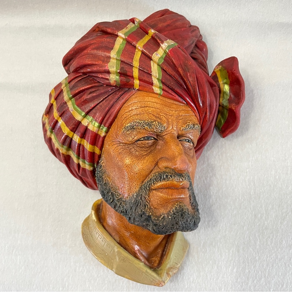 BOSSONS “ABDHUL” CHALKWARE HEAD 1959 Made in Congleton England Chalkware